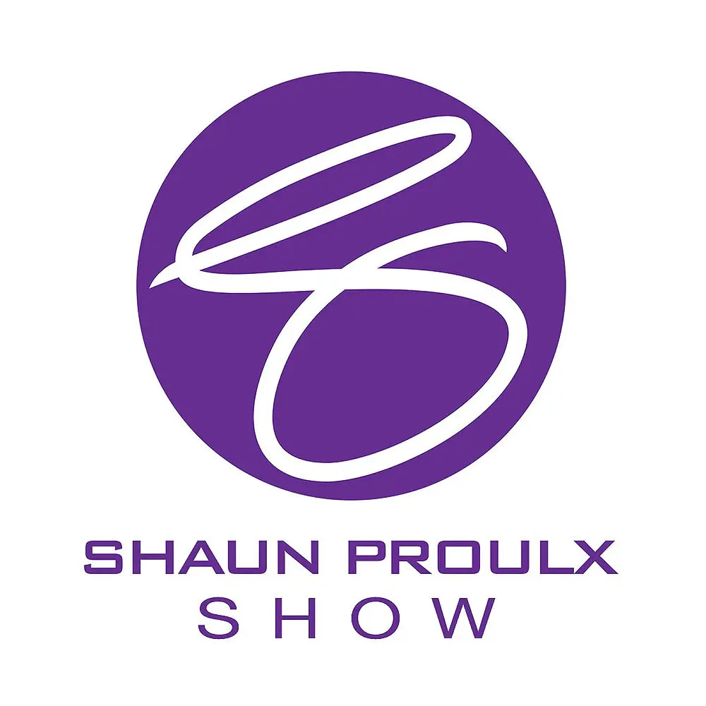 A purple logo with the name of the show.